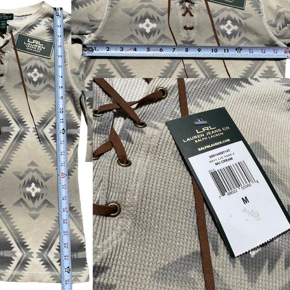 LRL Lauren Jeans Co. Ralph Lauren Henley Top Sz M - Picture 4 of 5
